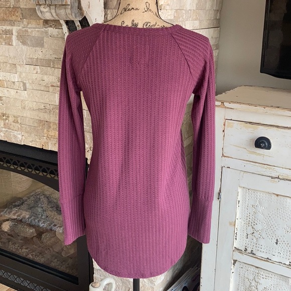 Chaser maroon plum waffle weave long sleeve shirt - Picture 11 of 16